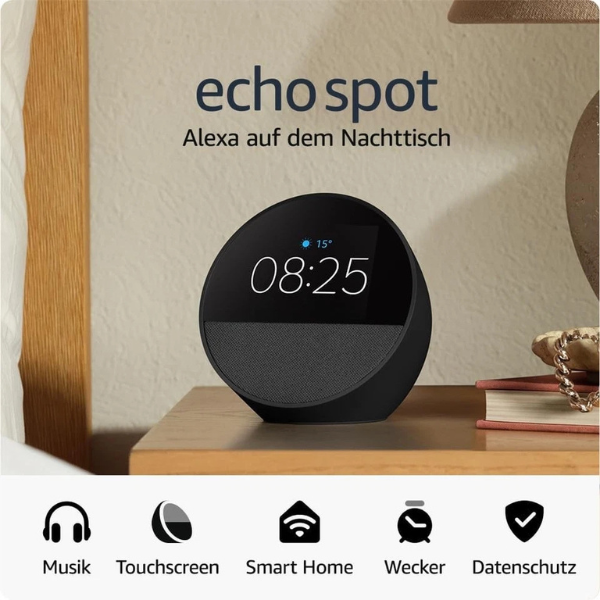 Amazon Echo Spot Smart-Display LCD 2,8 kabellos