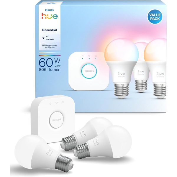 Philips Hue E27 Smart Lighting Starter Kit mit Bridge