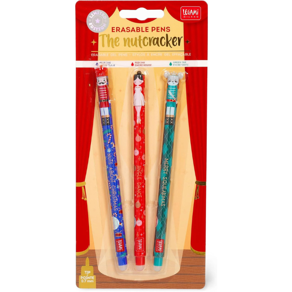 Legami 3er-Set Löschbare Gelstifte Weihnachten – The Nutcracker